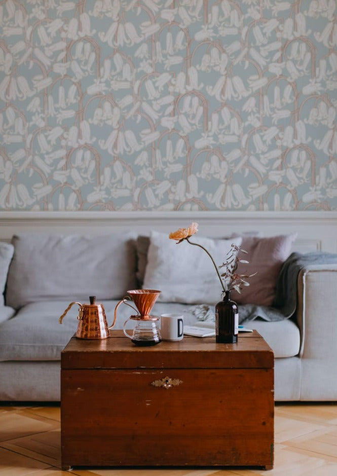 Bloemenbehang - Bluebells - Dusty Blue