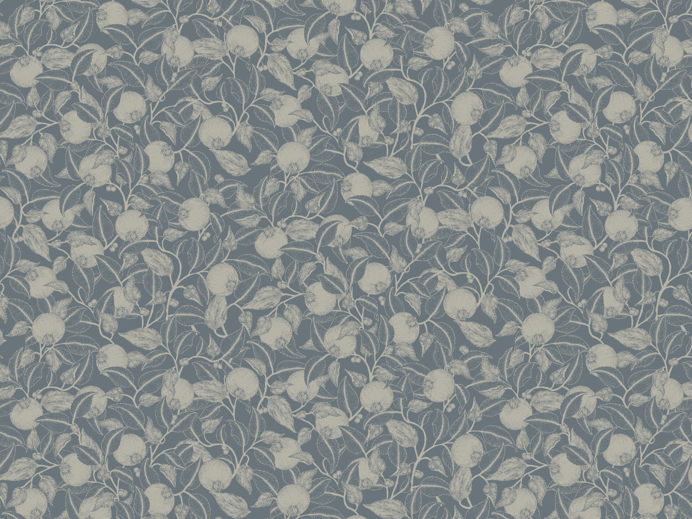 Bloemenbehang - Pomegranate- Dark Teal
