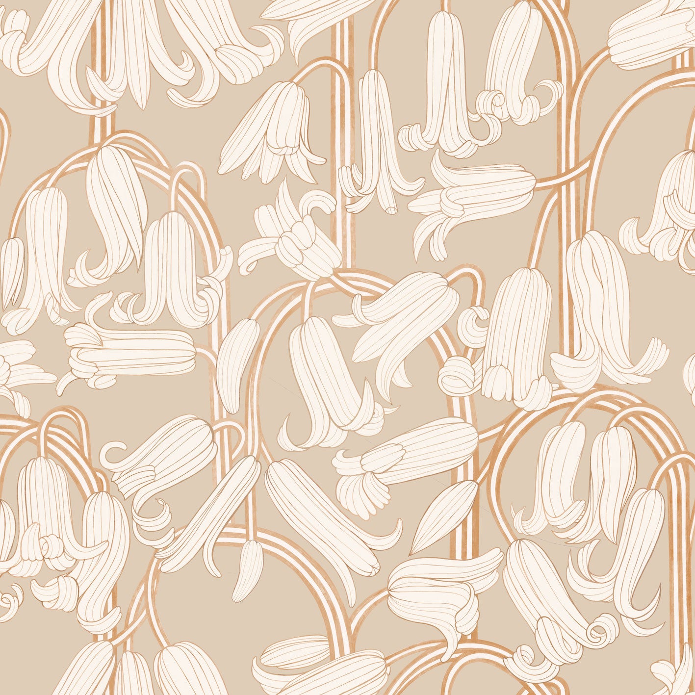 Summer Gray Wallpaper - Bluebells - Brown