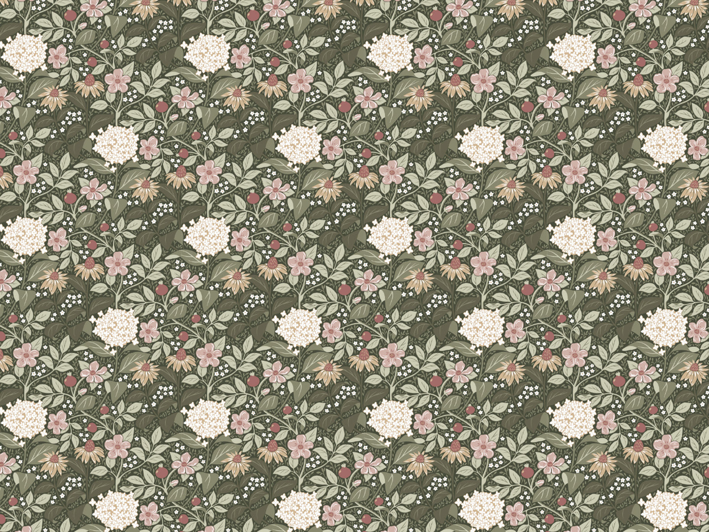 Bloemenbehang - Summer's Bloom - Groen