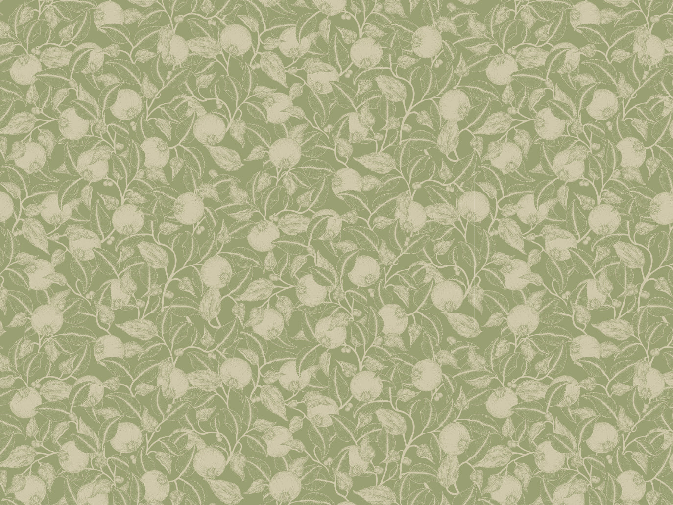 Summer Gray Tapete - Granatapfel - Apfelgrün