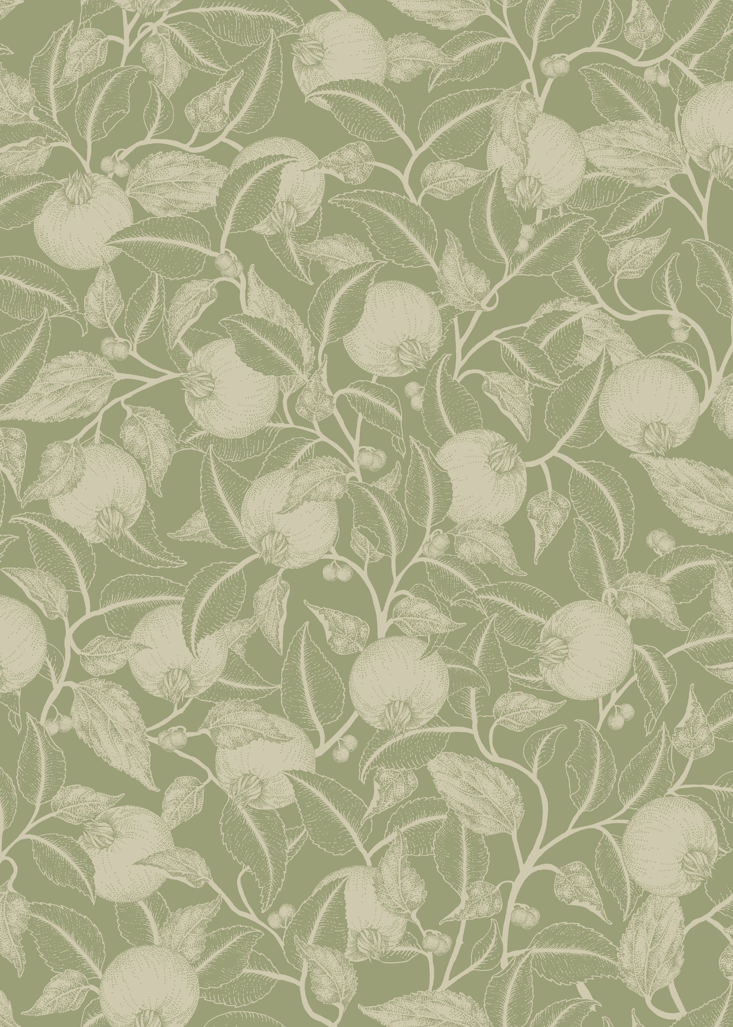 Summer Gray Tapete - Granatapfel - Apfelgrün