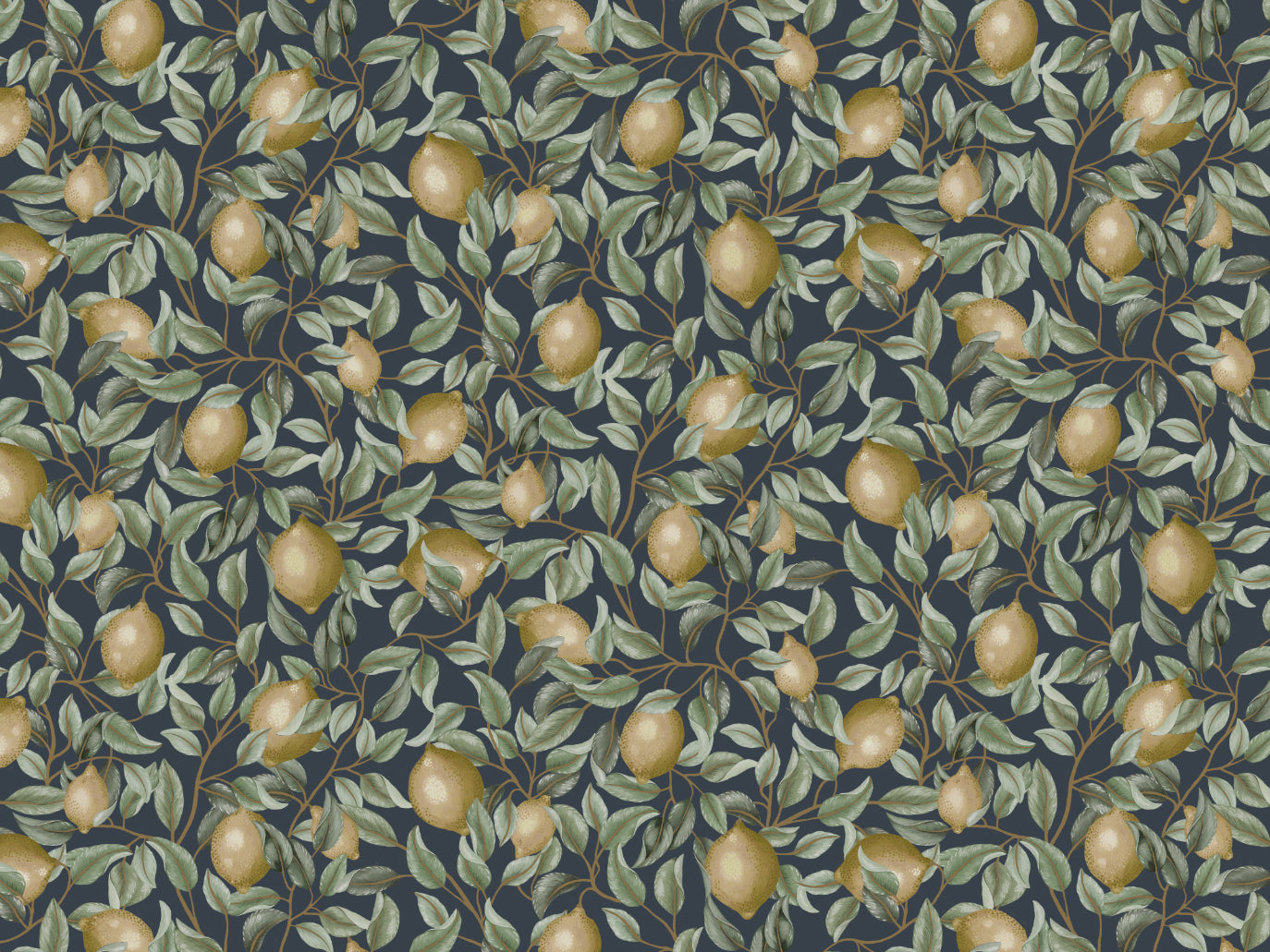 Peel & Stick Wallpaper - Lemon Trees - Midnight Blue