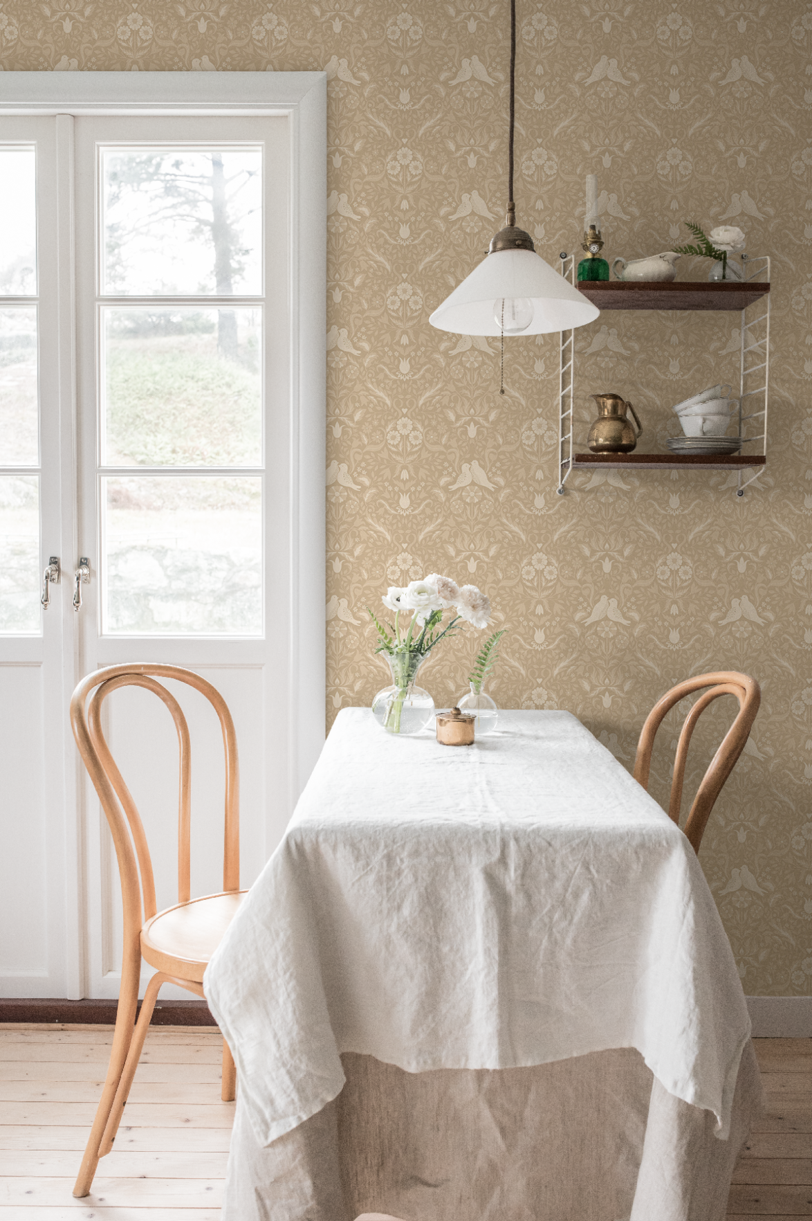Midbec Wallpaper - Birds & Flowers 'Niki' - Apricot
