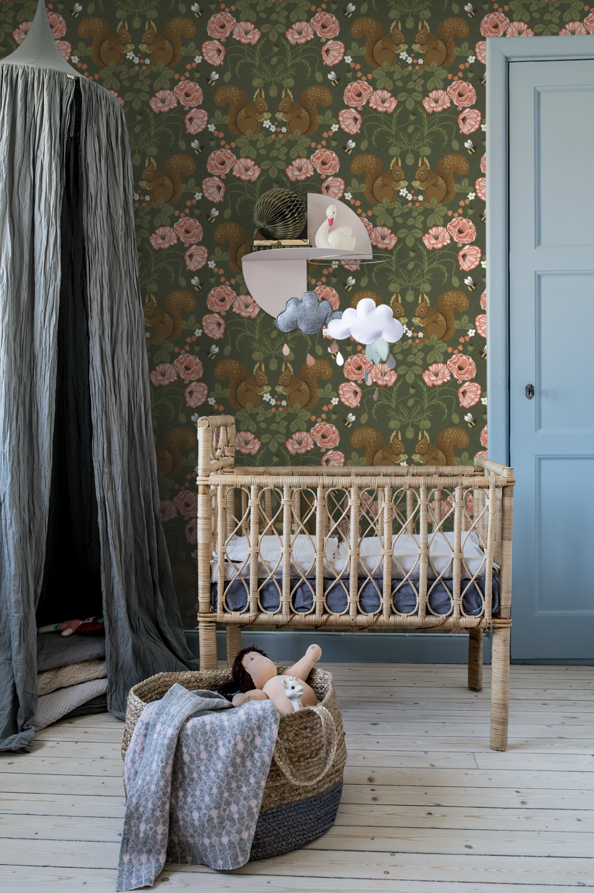 Kinderkamer Behang - Kurre - donkergroen