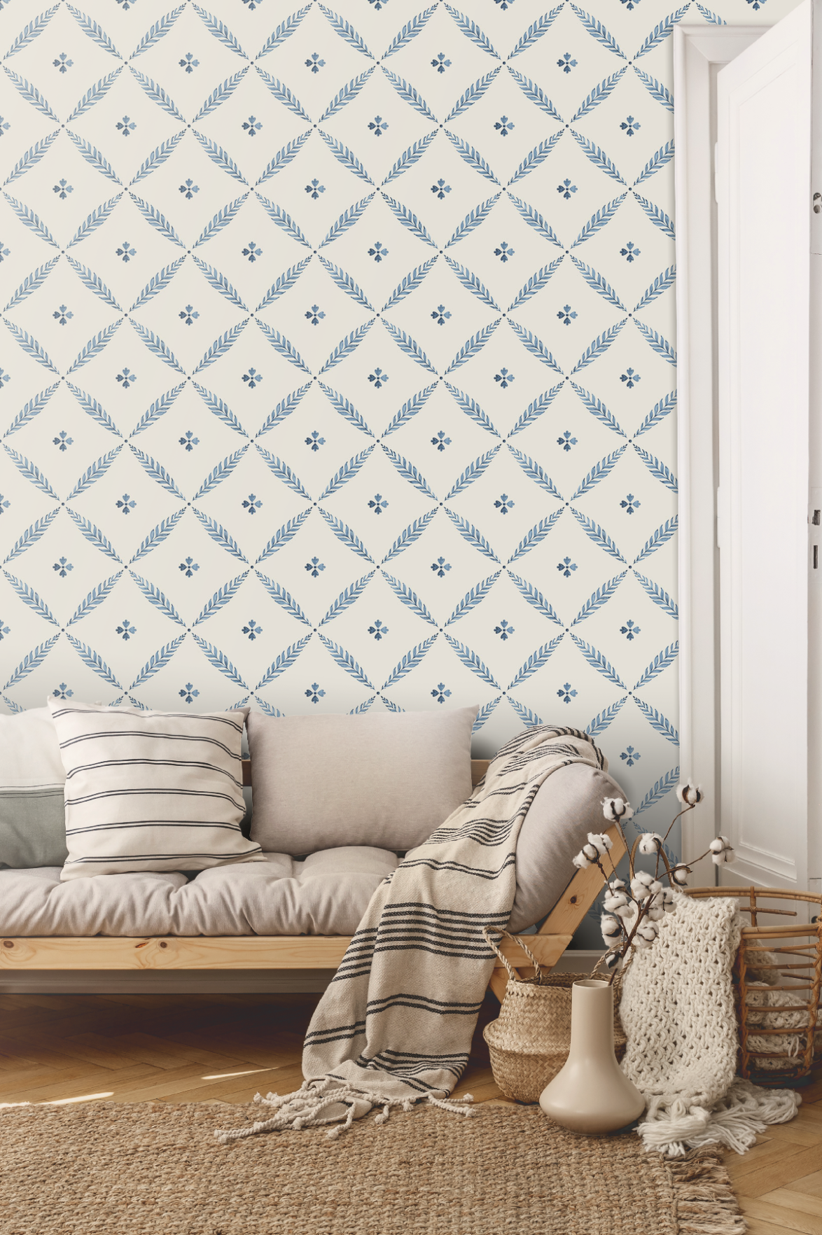 Bloemenbehang - Henry - Blauw