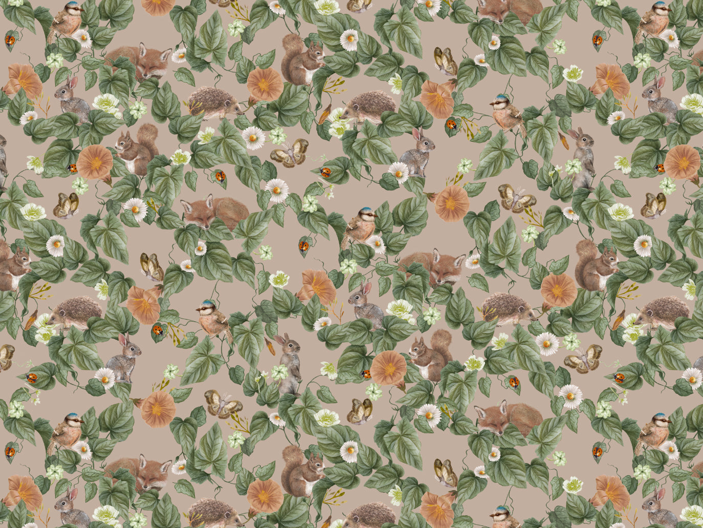 Kinderkamerbehang - Forest Lullaby - Dusty Rose