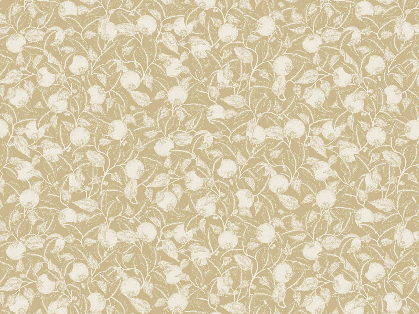 Floral Wallpaper - Pomegranate - Gold