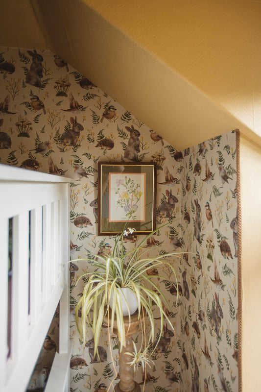 Kinderkamer Behang - Birds & Bunnies - Ecru