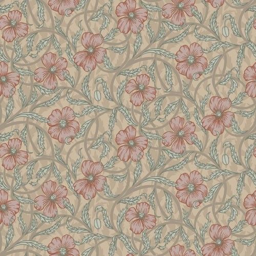 Bloemenbehang - Poppy Flowers - Beige