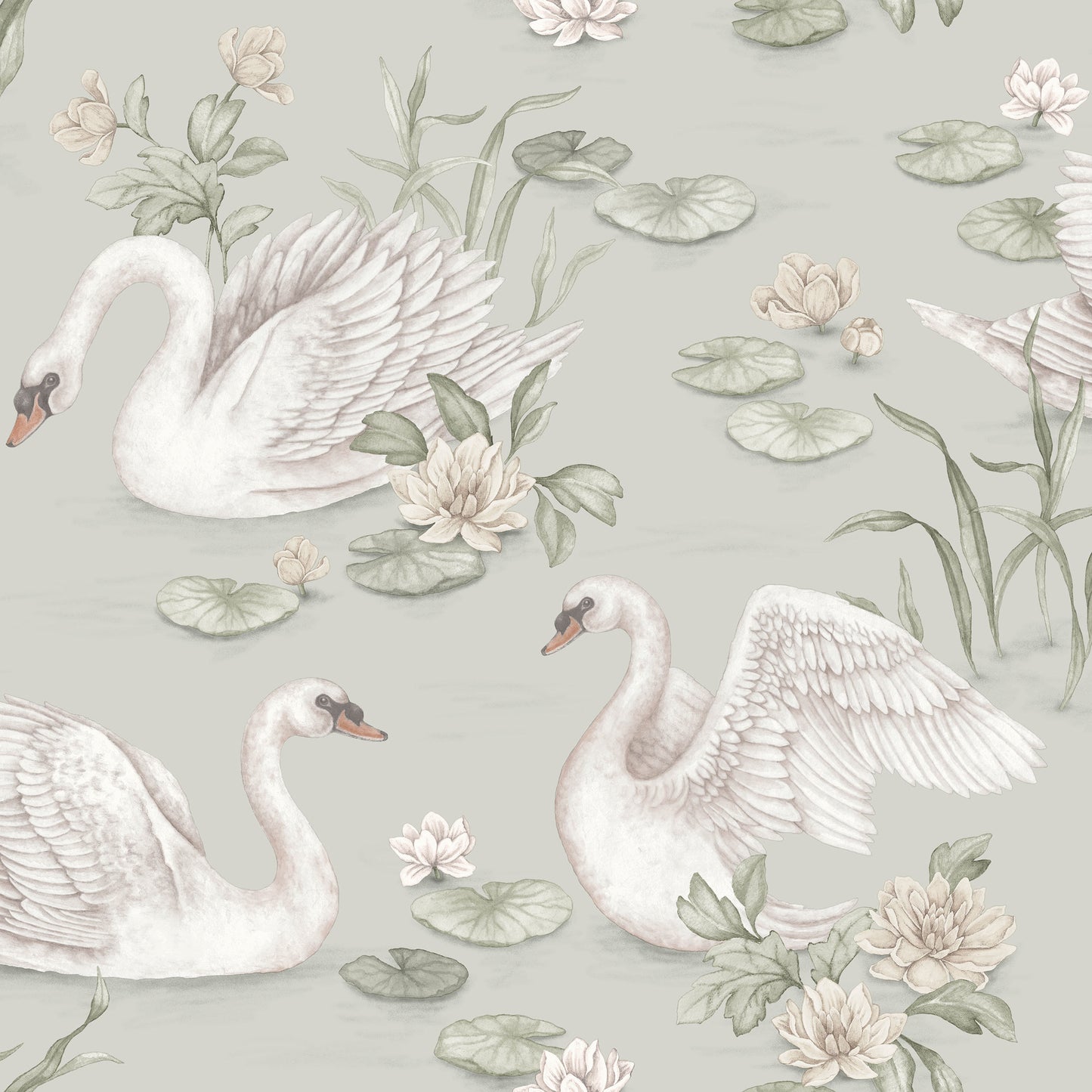 Nursery and Kids wallpaper - Lily Swan - Muted Green