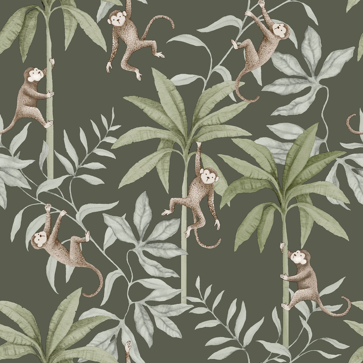 Borastapeter Wallpaper - Jungle Friends - Dark Green
