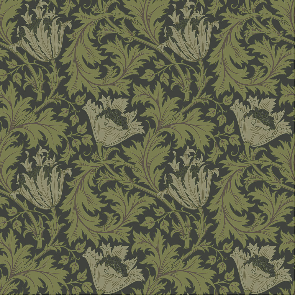 William Morris Wallpaper - Anemone - Charcoal