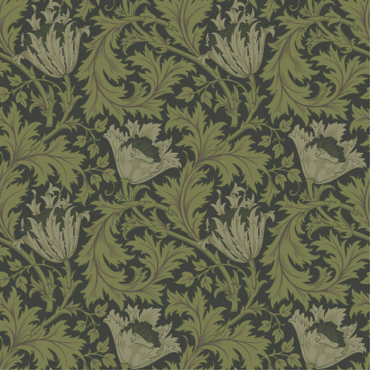 William Morris Wallpaper - Anemone - Charcoal
