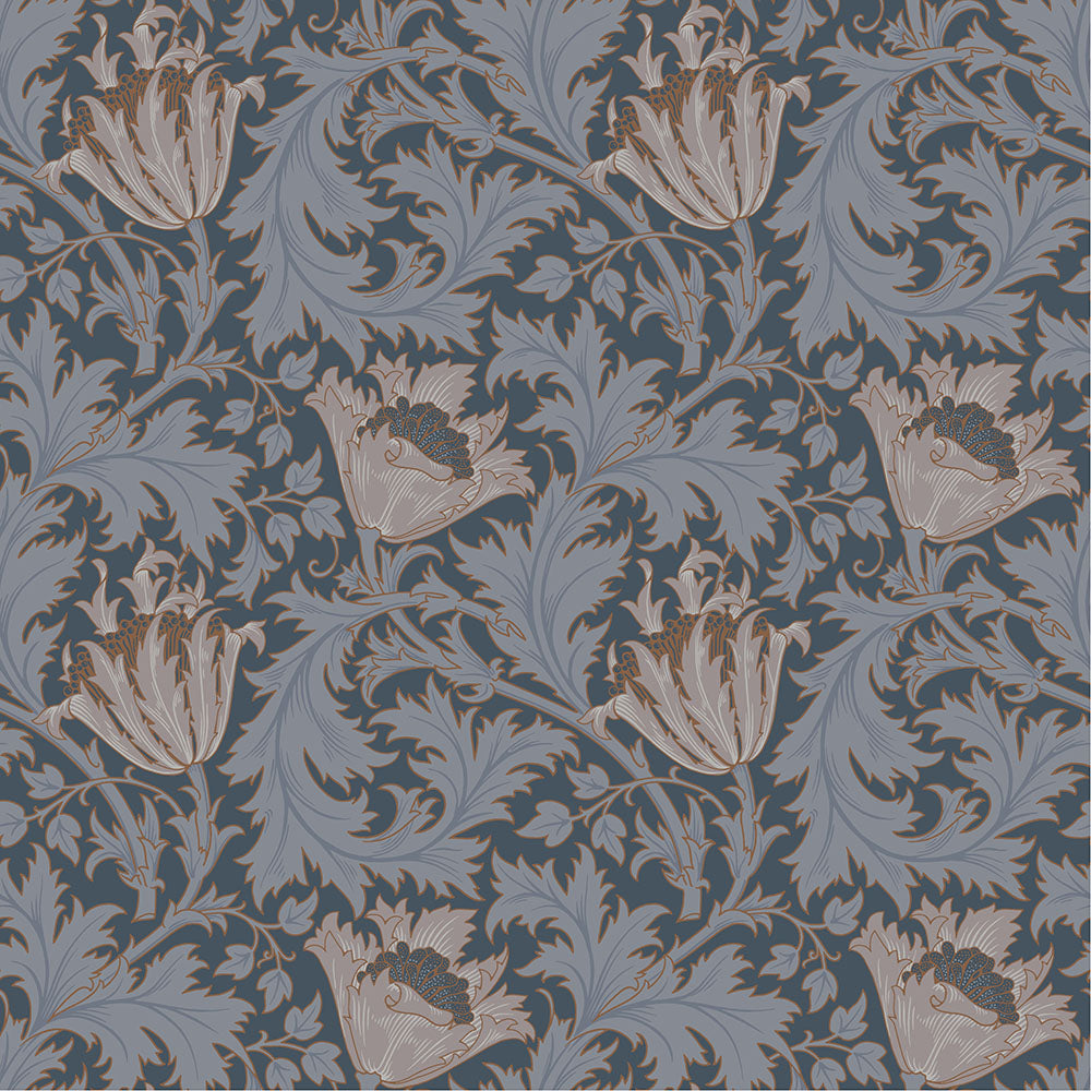 William Morris Wallpaper - Anemone - Dark Blue