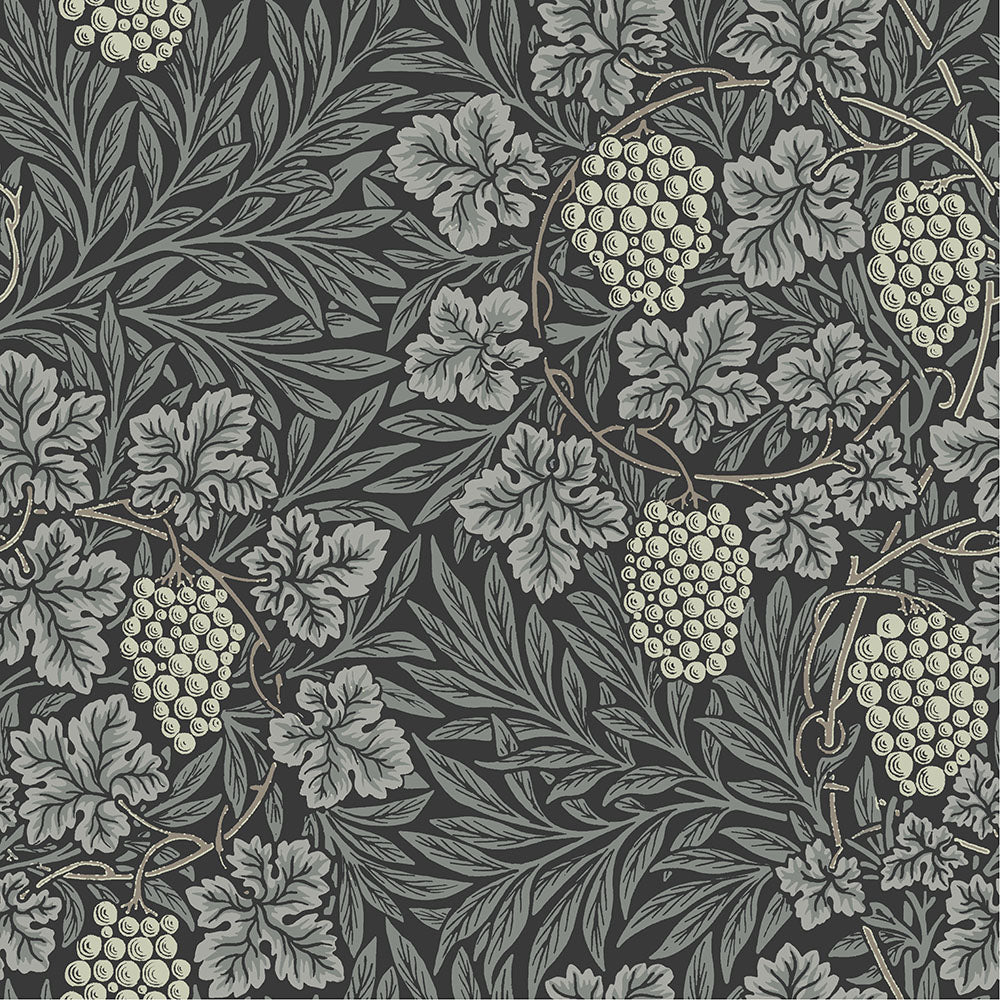 William Morris Wallpaper - Vine - Charcoal