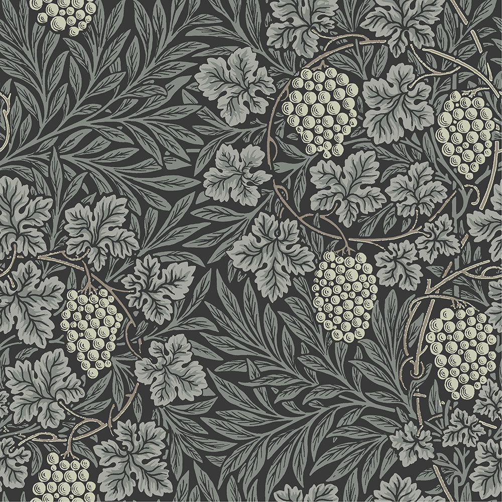 William Morris Behang - Wijnstok - Houtskool