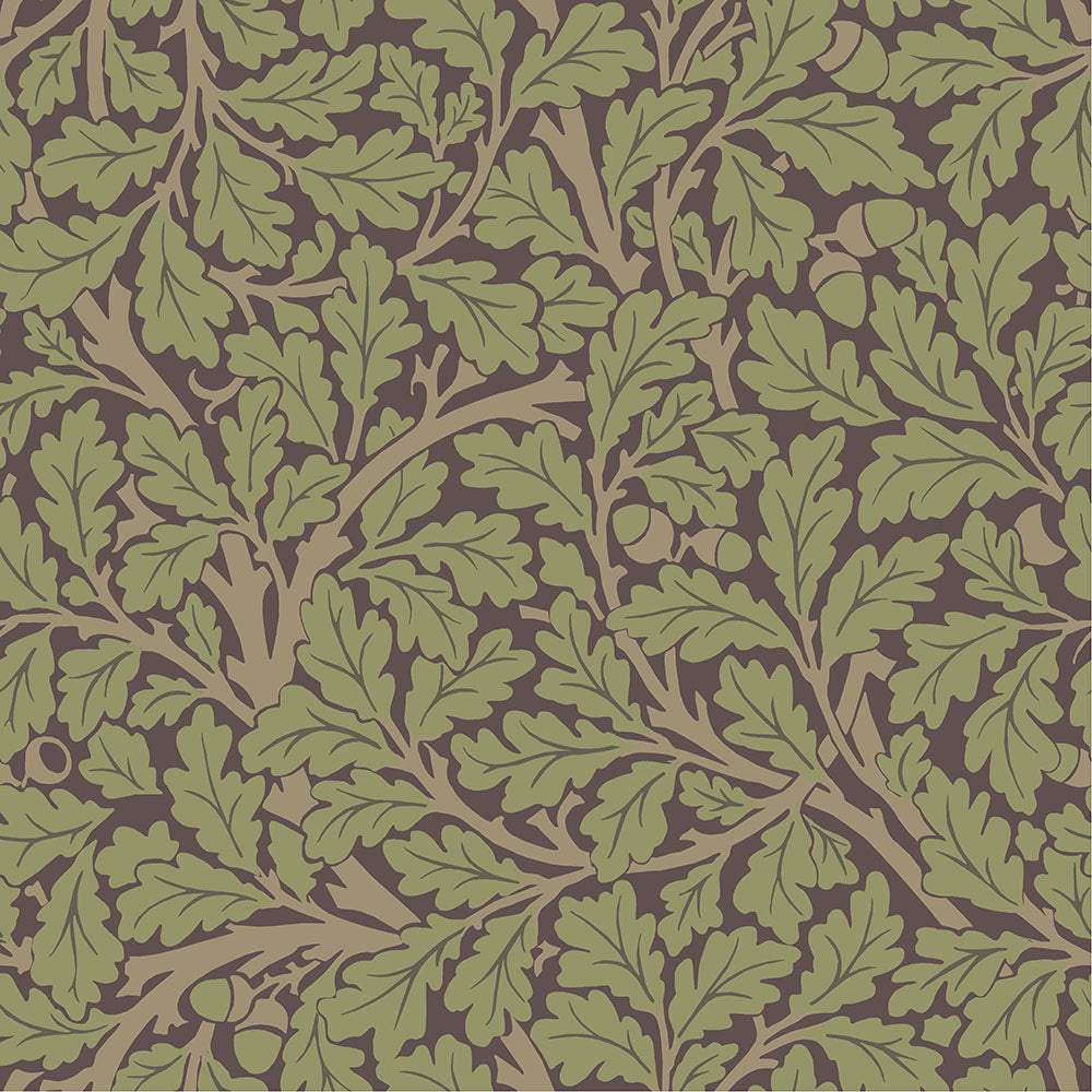 William Morris Wallpaper - Oak Tree - Plum Purple
