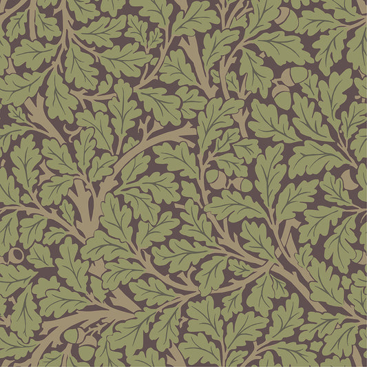 William Morris Wallpaper - Oak Tree - Plum Purple