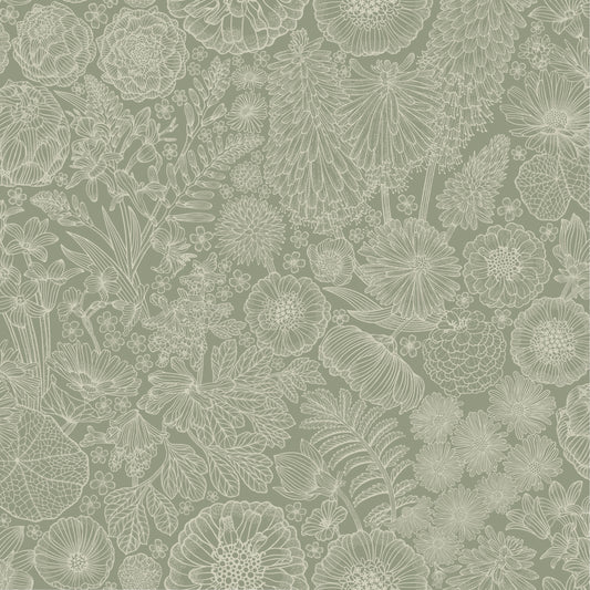 Summer Gray Behang - August - Groen