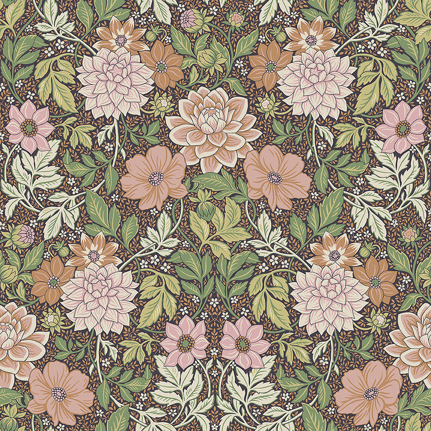 Borastapeter Wallpaper - Dahlia Garden - Brown & Green