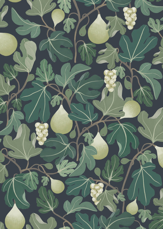 Summer Gray Wallpaper - Figs - Green