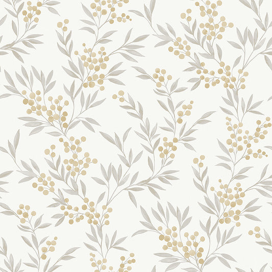 Borastapeter Behang - Bosbessen - Zachtgrijs