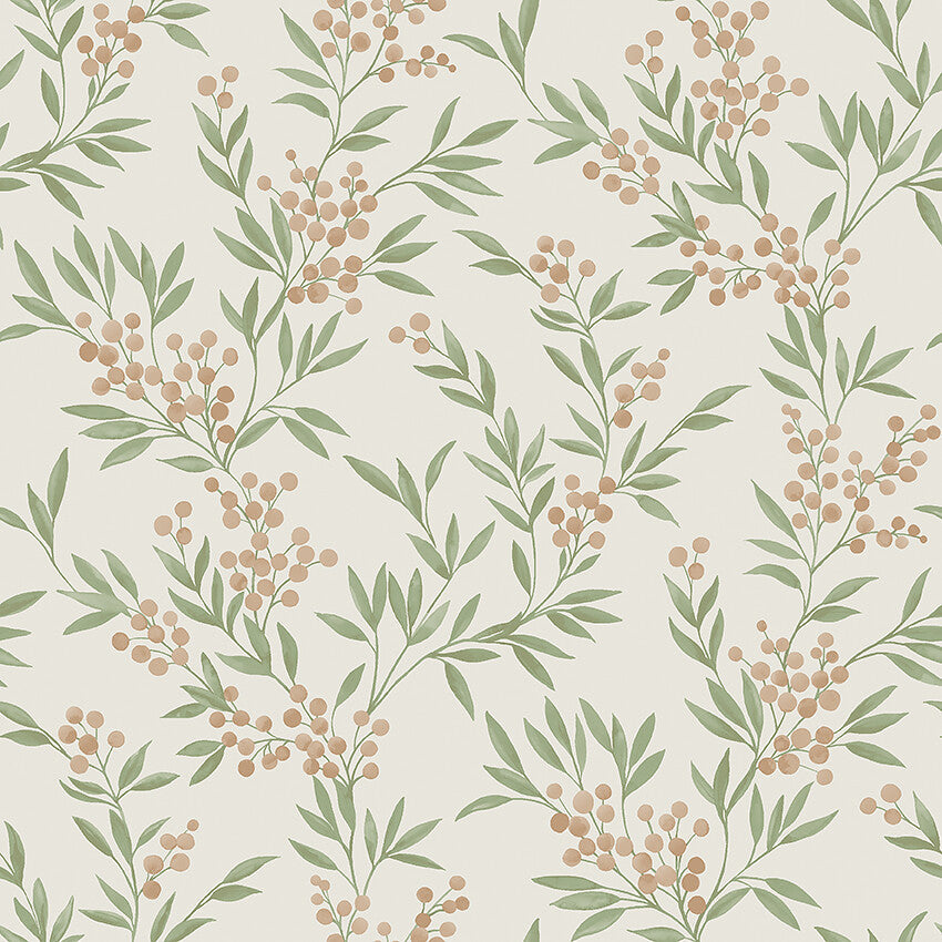 Borastapeter Wallpaper - Forest Berries 4714 - Red and Verdant Green SALE