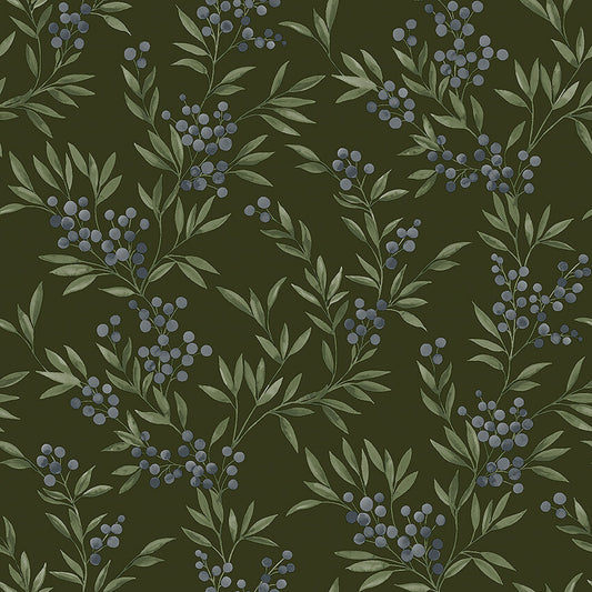 Borastapeter Wallpaper - Forest Berries 4715 - Green and Purple