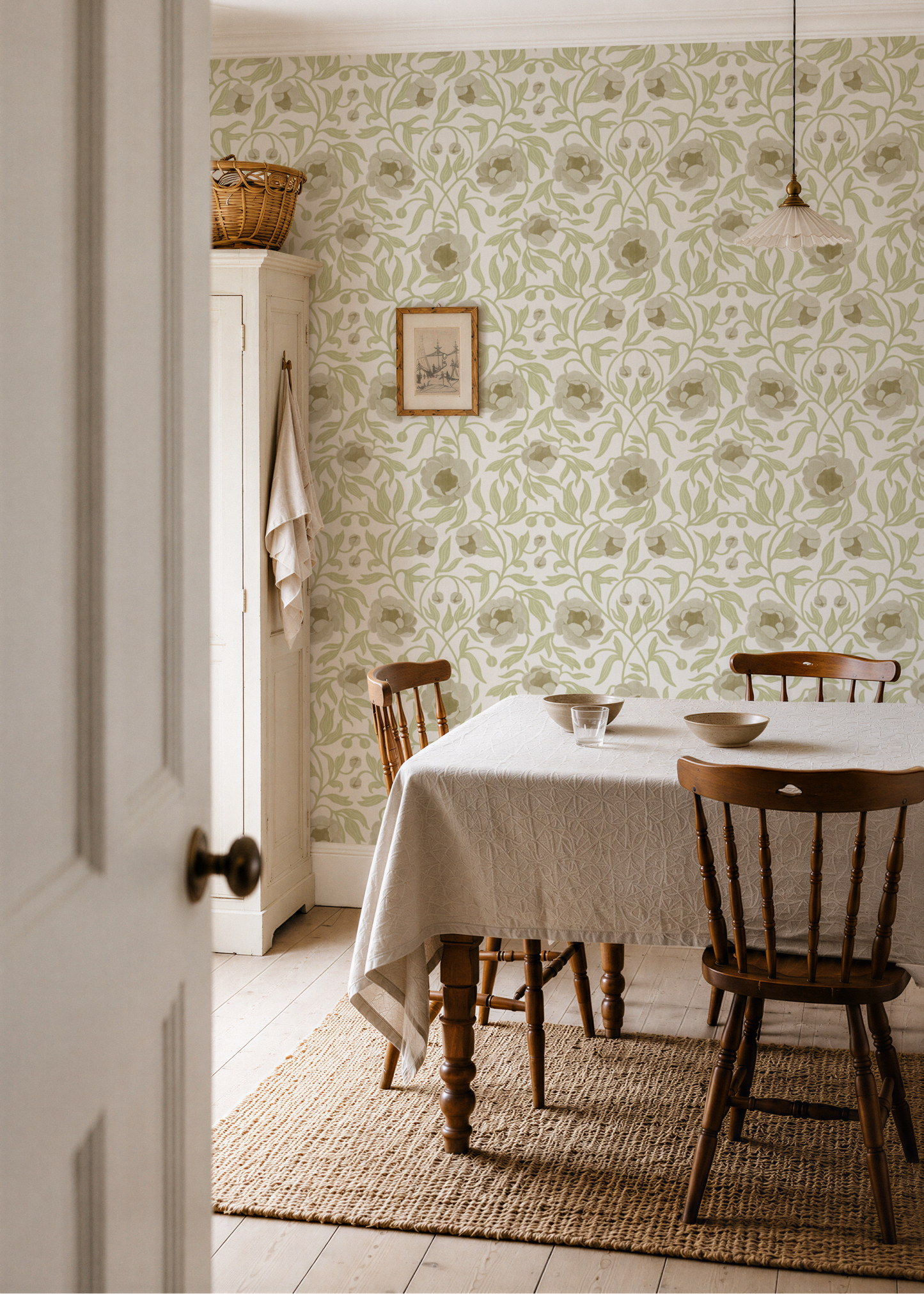 Peony - Cream & Green