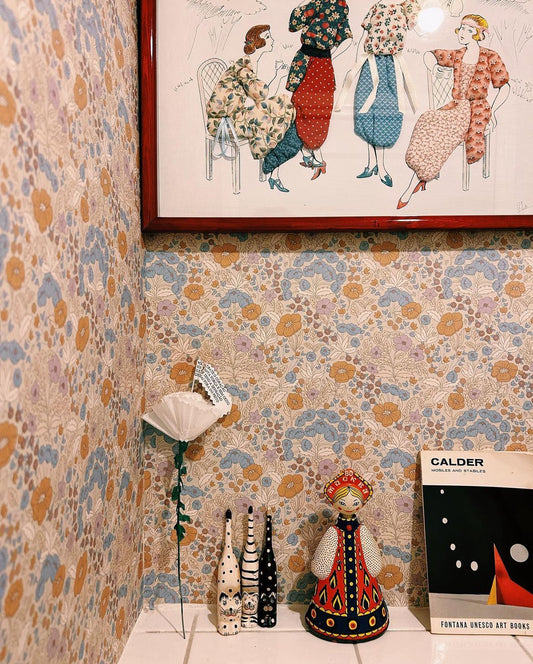 Summer Gray Wallpaper - Doris - Lilac & Mustard