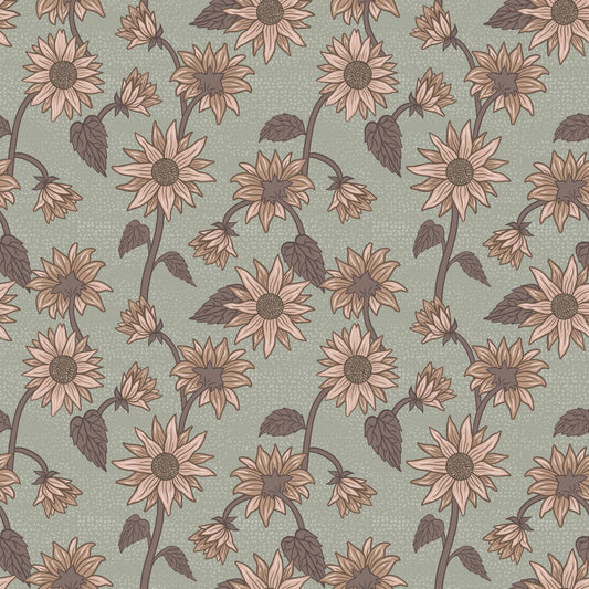Summer Gray Wallpaper - Sunflowers - Green