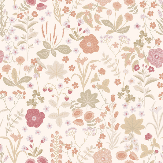 Summer Gray Wallpaper - Blomstre - Soft Pink