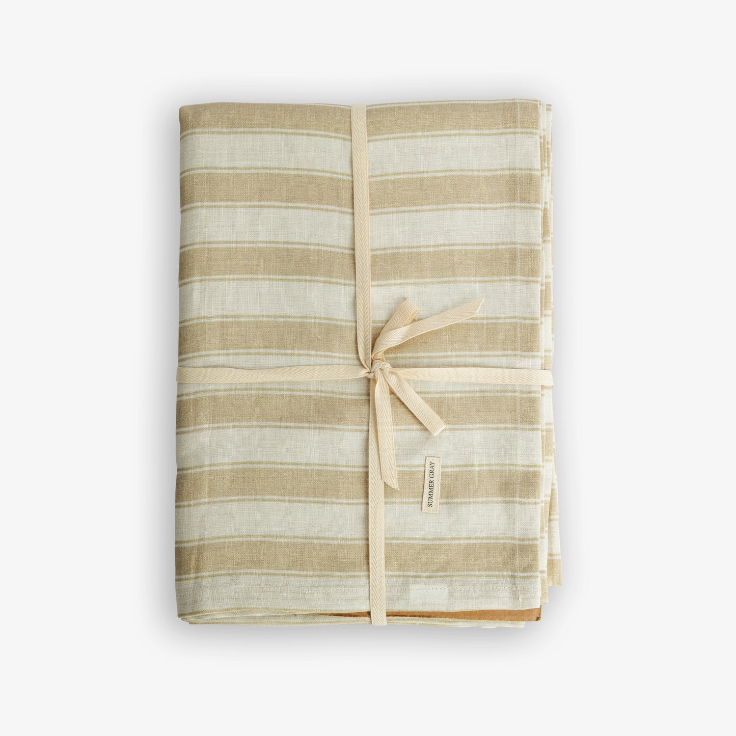 Linen Table Cloth - Summer Gray - Stripes