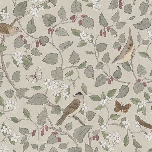 Borastapeter Wallpaper - Sångfåglar - Beige (SALE)