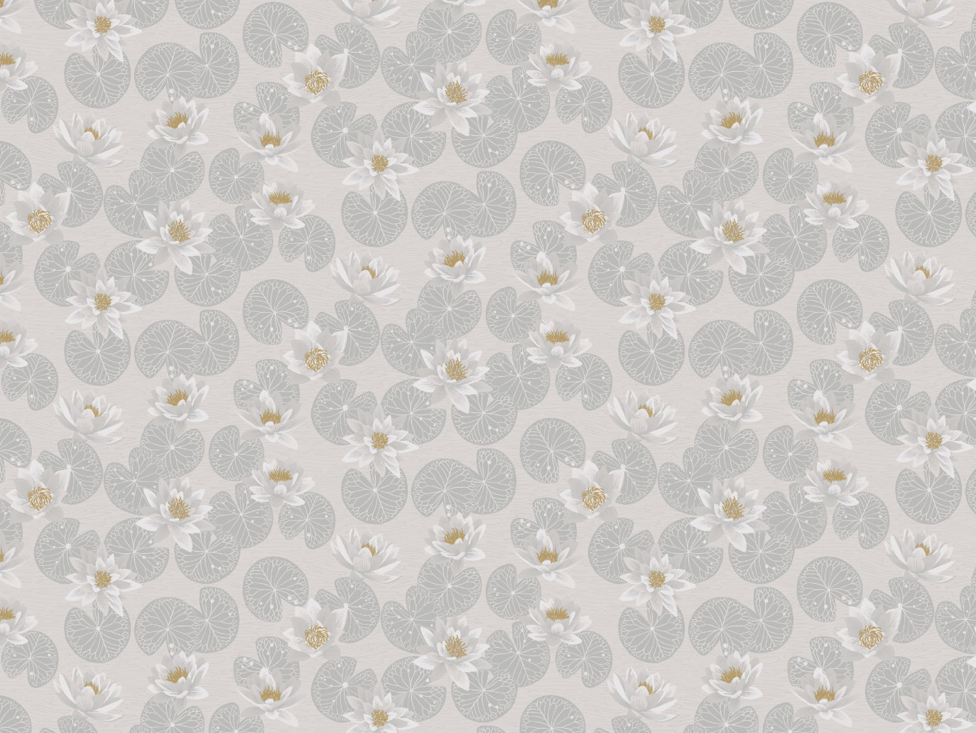 Summer Gray Wallpaper - Water Lilies - Gray