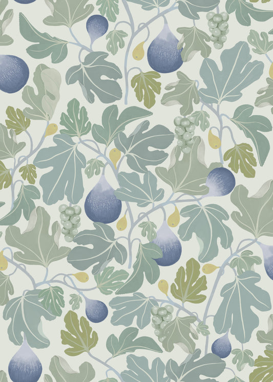 Summer Gray Wallpaper - Figs - Blue