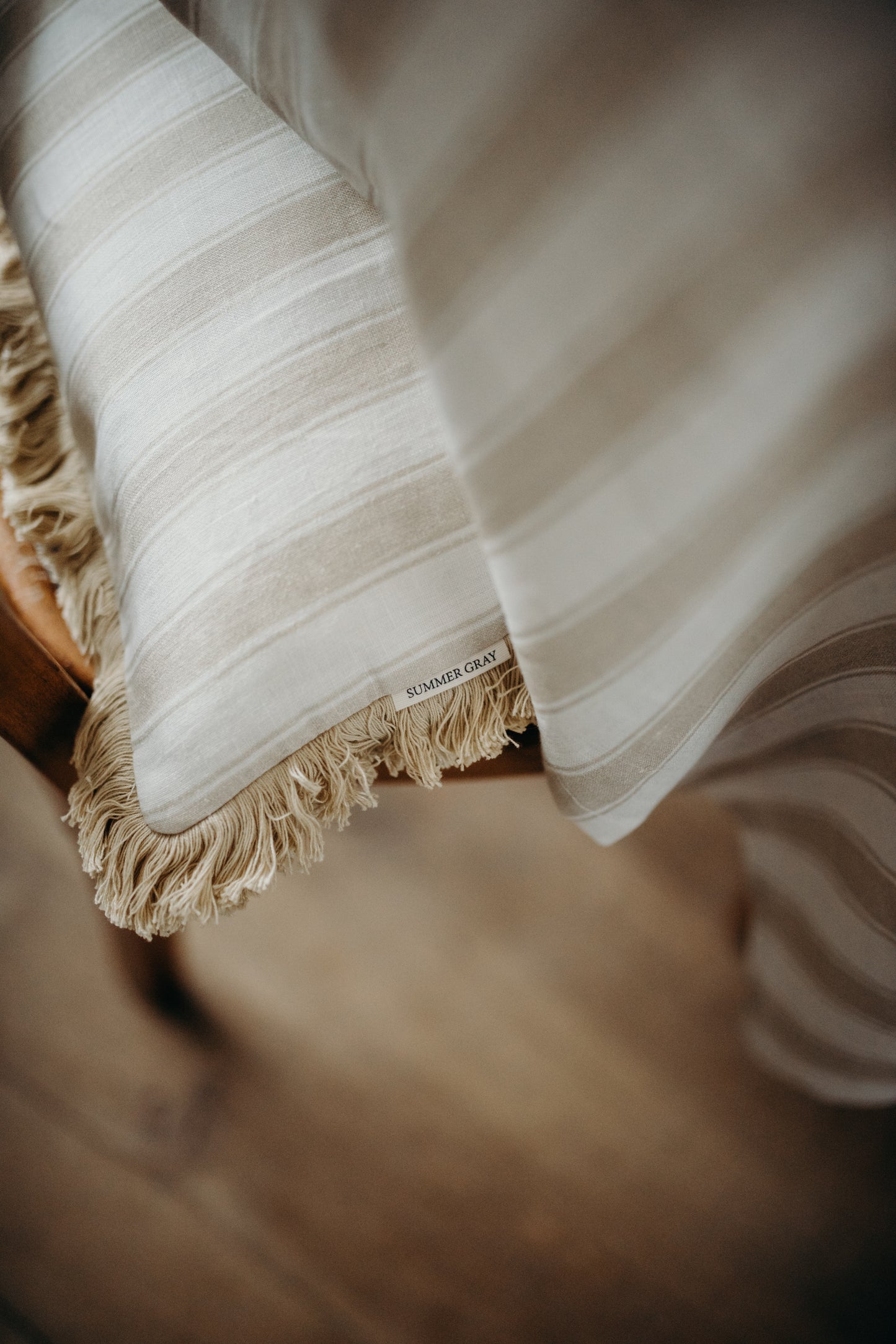 Linen Cushion Cover - Summer Gray - Stripes