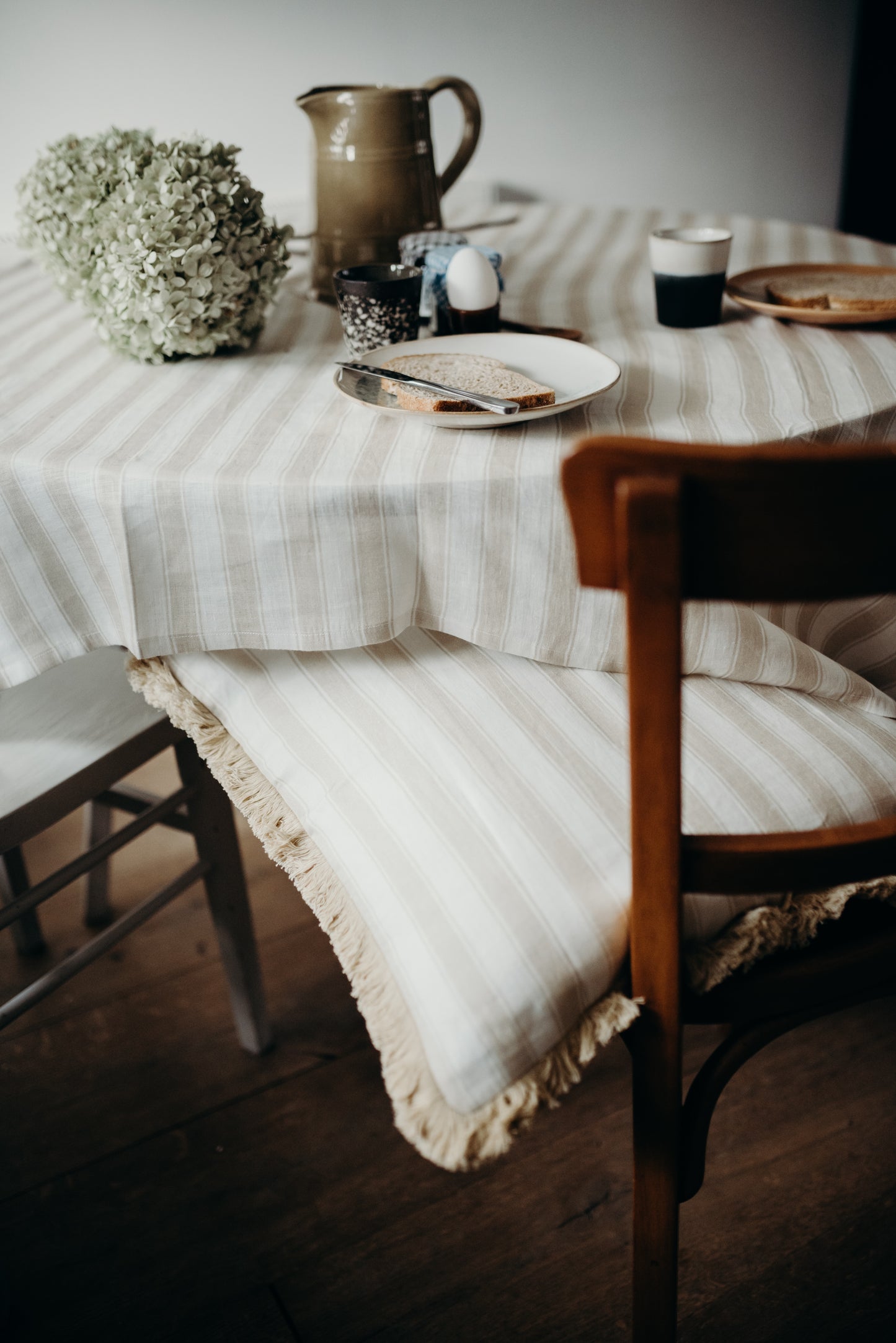 Linen Cushion Cover - Summer Gray - Stripes