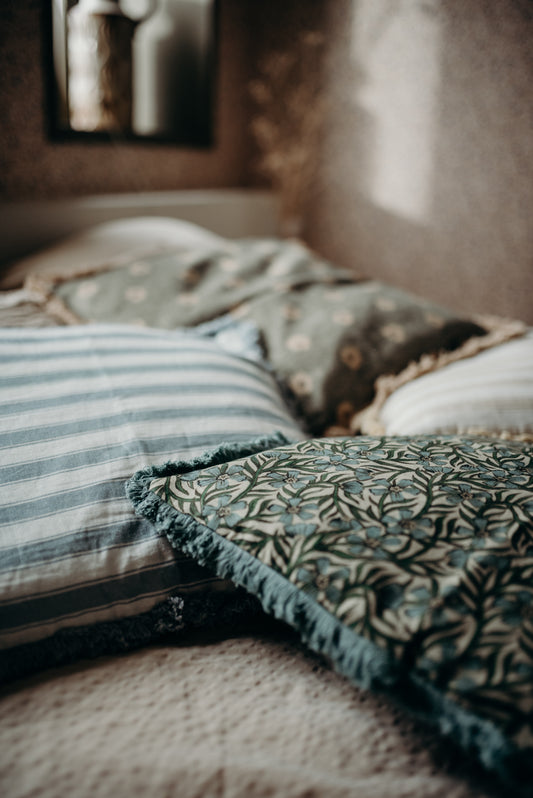 Linen Cushion Cover - Summer Gray - Sweet India Sky