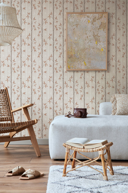 Summer Gray Behang - Bamboe - Herfst