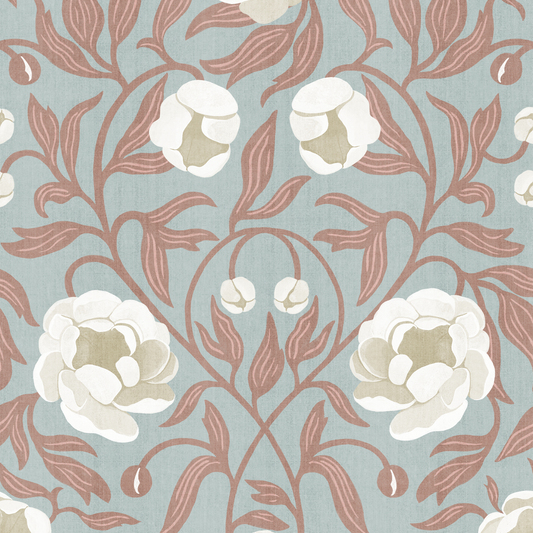 Peony - Blue & Brown