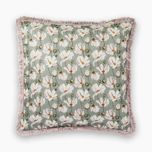 Linen Cushion Cover - Summer Gray - Daisies