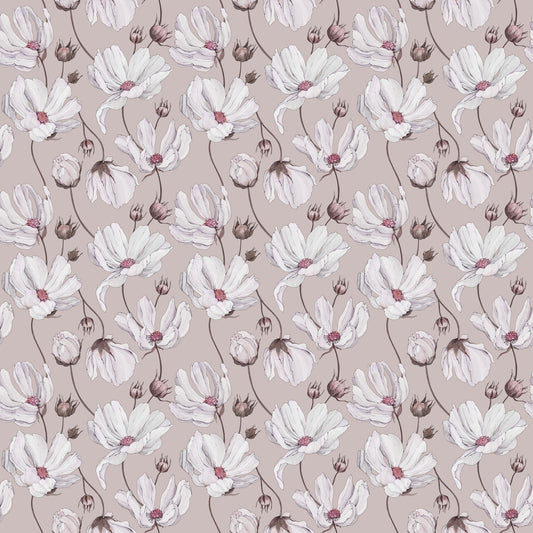 Summer Gray Behang - Daisies - Roze