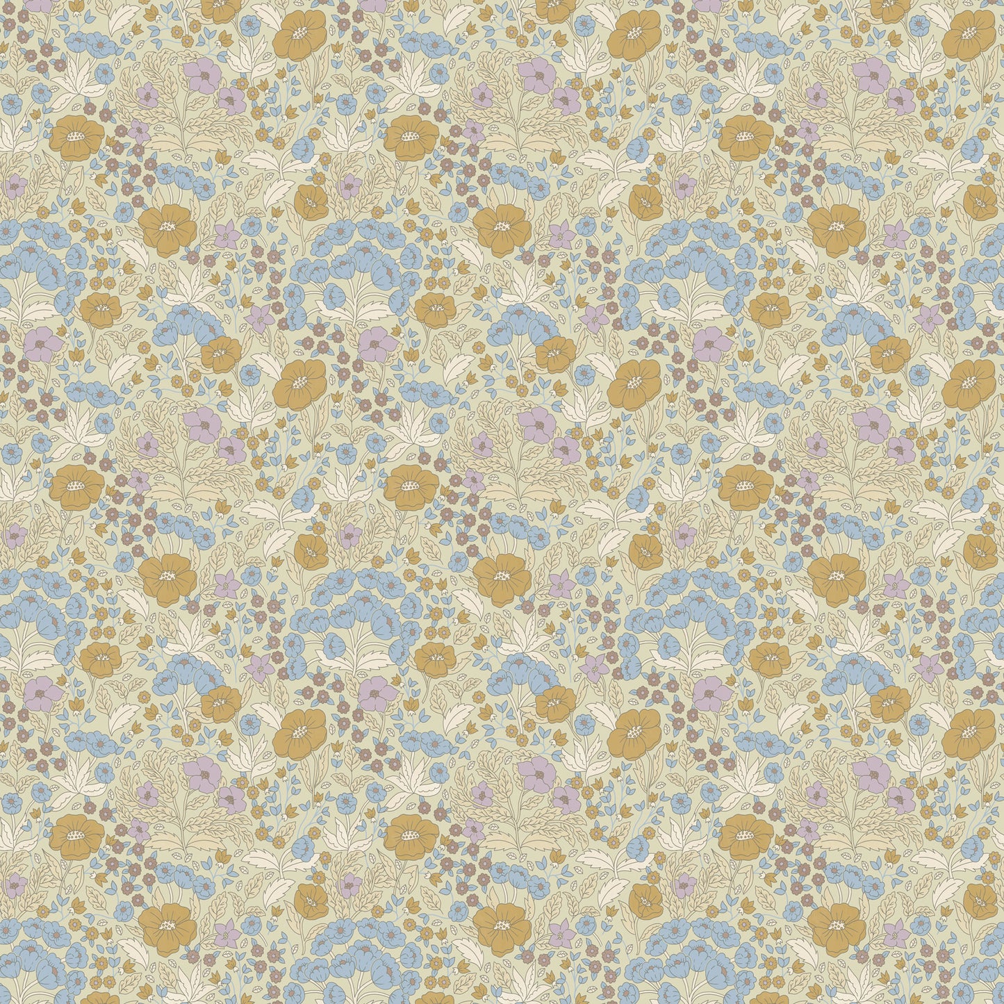 Summer Gray Wallpaper - Doris - Lilac & Mustard