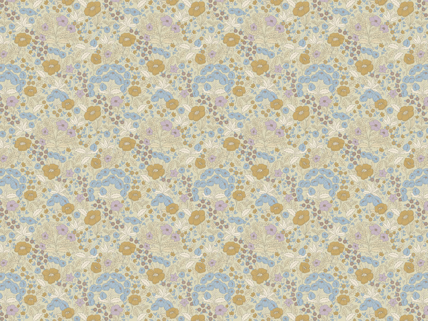 Summer Gray Wallpaper - Doris - Lilac & Mustard (SALES)