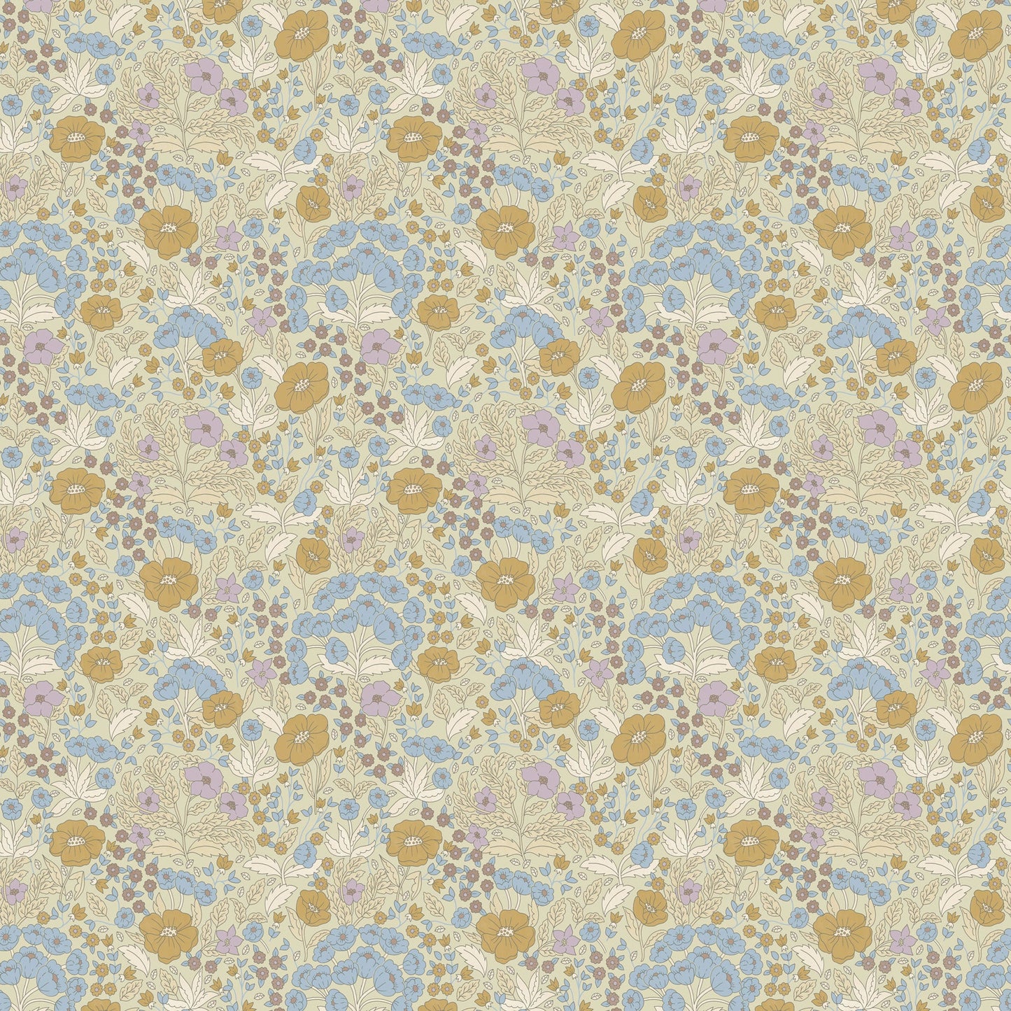 Summer Gray Wallpaper - Doris - Lilac & Mustard (SALES)