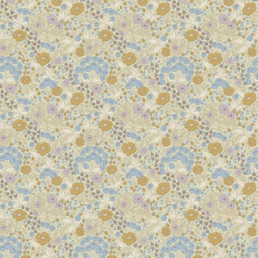 Tapeta Summer Gray - Doris - Lilac & Mustard (WYPRZEDAŻ)