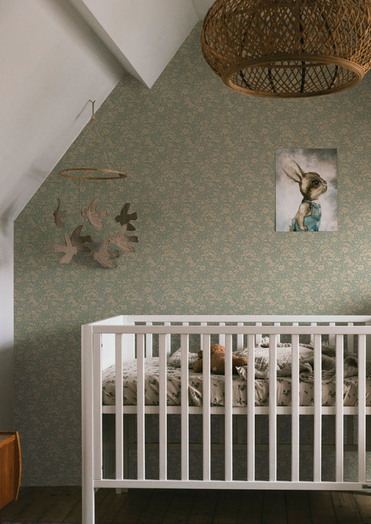 Summer Gray behang - Doris - Dusty Blue