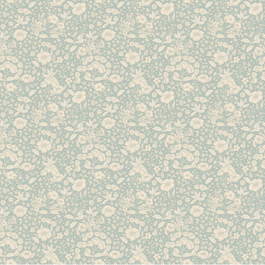 Summer Gray behang - Doris - Dusty Blue